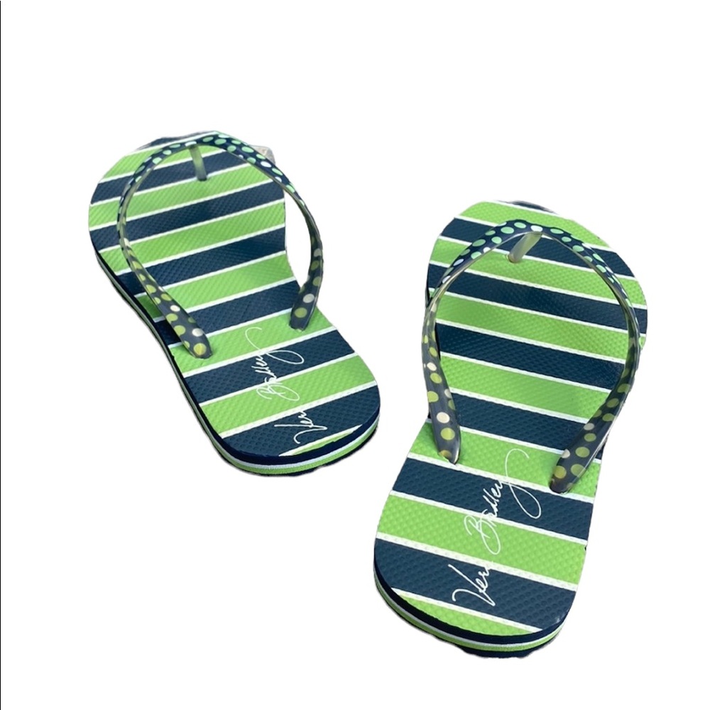 Vera Bradley Navy and Green Flip Flops